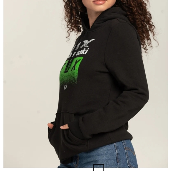 FOX x Kawasaki Women's Black/Green/White Hoodie Size XS NWT - Picture 2 of 4